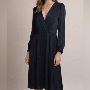 La’gence Navy Blue Long Sleeve Silk Wrap Dress NEW WITH TAGS SIZE 8